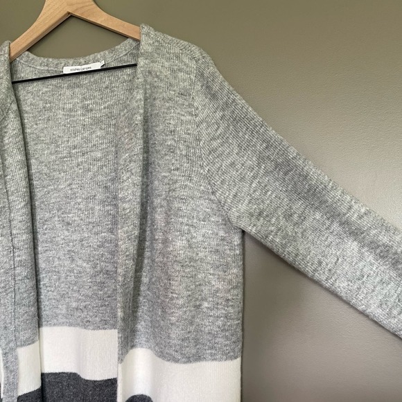 Stitches & Stripes Elaine Open Cardigan Size Large Grey Cream Pink Long Sweater‎ - Picture 8 of 16